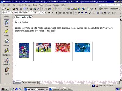 Linking to Other Web Sites Now only the Links page remains to be edited. For this tutorial, the Links page will contain a list of text hyperlinks to some popular sports pages on the World Wide Web.