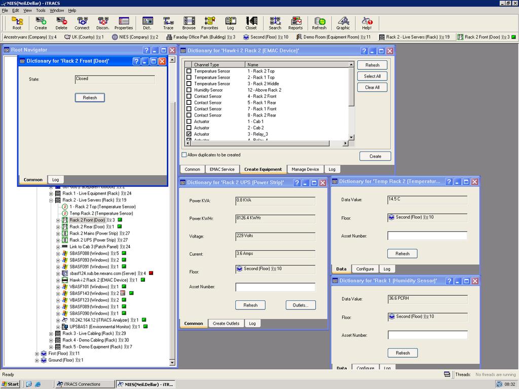 LANsense Software screen-shot LANsense displays CAD