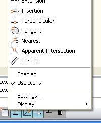The Drafting Settings dialog box can be displayed from the keyboard or the menu browser or by rightclicking on any of the status bar toggle buttons and selecting the Settings menu option.