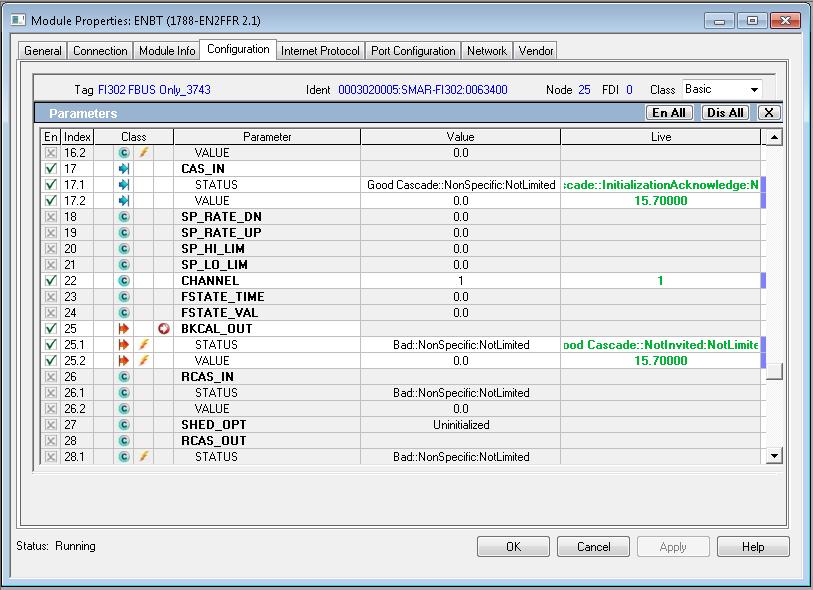 In the parameter screen scroll down to parameters CAS_IN and BKCAL_OUT. 20.