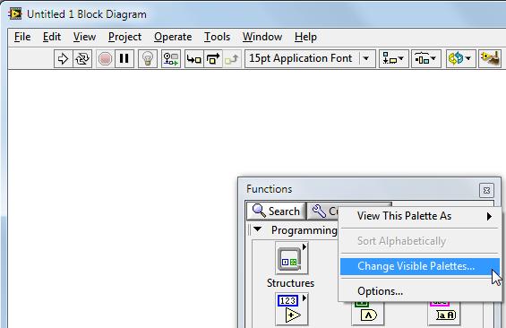 This will conserve space on the block diagram. 2. Create a new application (called a VI) by selecting File»New VI.