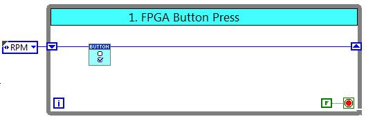 To insert the enum, back in the Project Explorer, expand out the FPGA Custom Controls folder and drag the Display State.ctl to the left of the FPGA Button Press while loop as shown. 11.