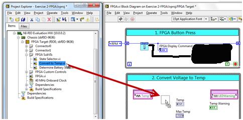 3. Right-click on the center of the LEDWarning I/O node and change it to write mode by selecting Change to Write