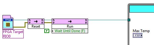 6. Wire the FPGA VI reference output of the first Invoke Method into the input of the second Invoke Method and select Run as the method for the second Invoke Method. 7.