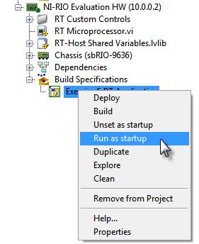 Set the real-time executable as a startup application so you do not need to manually deploy it to the target every time you reboot the system. 11.
