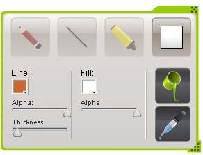 palette as shown: You can also change the line thickness and the transparency (alpha) You can