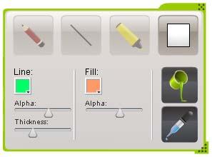 The Colour Tool also allows you to change the colour of existing drawing, lines, highlighting and shapes.