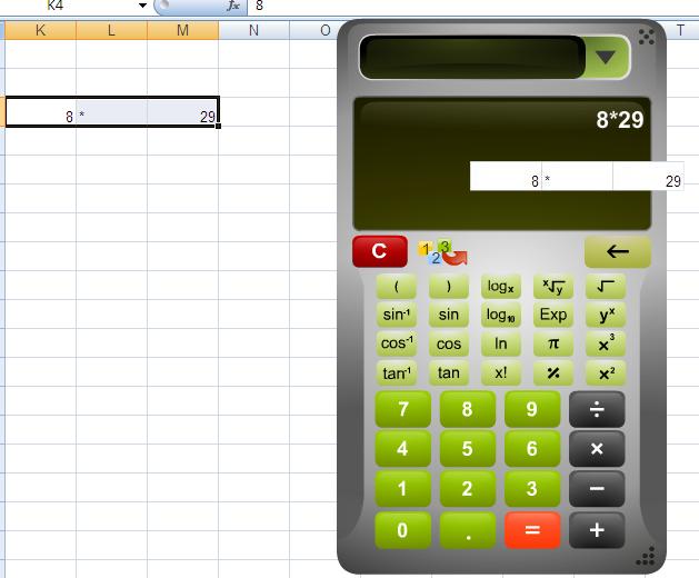 You can drag equations and calculations from Excel into the scientific calculator.