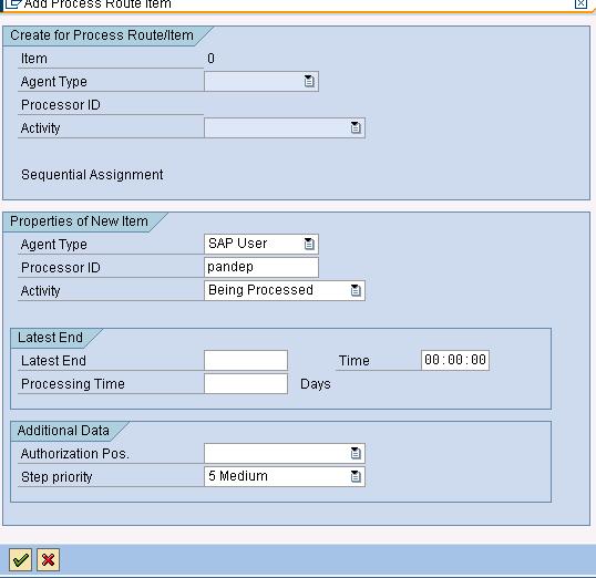 Now add the processors details: Agent type = SAP User Processor ID = <processor s sap system ID> Activity = Being Processed And click on tick-mark to persist the data