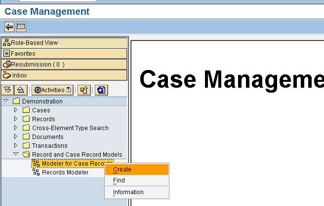 How to Setup the Scenario The first step to do now is to model the structure of the case content (phase structure to be designed). This is done by creating a Record Model for case.