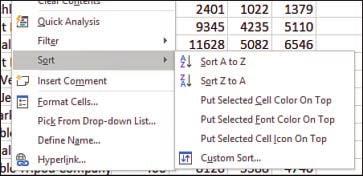 If you select multiple cells, Excel will sort only the data in the selected range. 2. On the Data tab, select AZ to sort lowest to highest or ZA to sort highest to lowest.