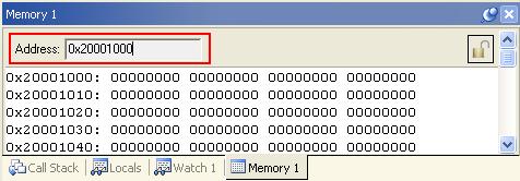Download and Debug Figure 38. Open Memory Window 2.