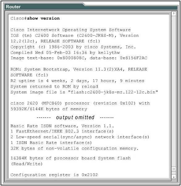 IOS Examination Commands show version IOS Version, Name RAM INTERFACES