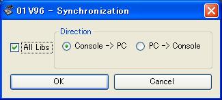 Synchronizing 01V96 Editor When 01V96 Editor starts up, the parameter settings on the console and the parameter settings in 01V96 Editor may be different.