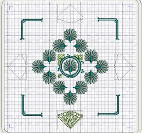 Click on Encore and enter the following. 28. Click on the visible design and pull downward until the bottom of the design is on the last grid line. Right Click to generate stitches. 29.