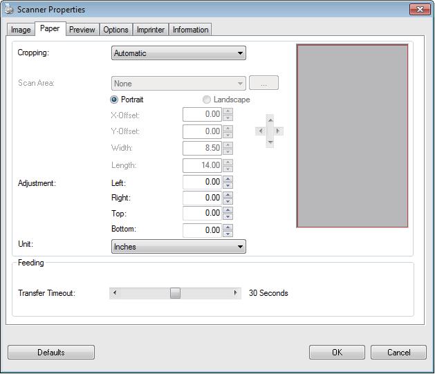 Scan Using Your Computer Paper settings Click Setup, and then click the Paper tab to define values related to image output.