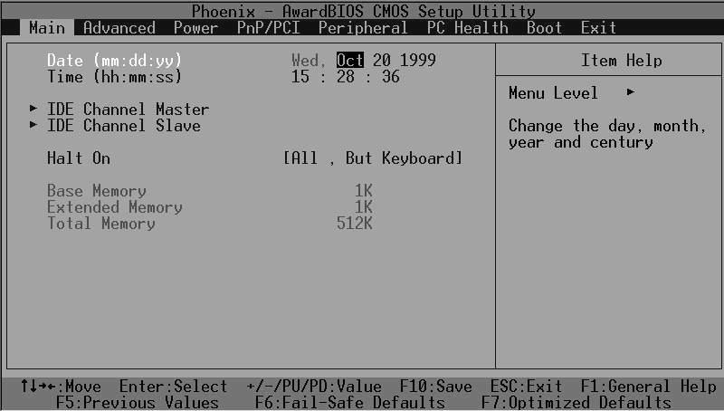 4.4 Main Menu The items in Standard CMOS Setup Menu are divided into 10 categories. Each category includes no, one or more than one setup items.