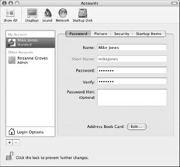Click the drop-down box next to Automatically log in as and select your user name. 9. A drop-down sheet displays the user s name and an empty password field, as shown in Figure 1-4.