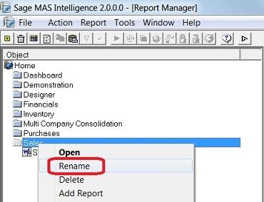 5. Select a folder. You can choose the same folder that contains the original report or a different folder. 6. Right click on the selected folder and select Paste. 7. Rename the newly copied report.