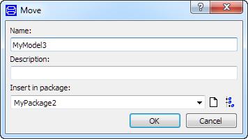 The alternatives are: Never: Never display the Move or the Copy dialog Only when different top level package: Display the Move dialog or the Copy dialog when moving or copying a class to another top