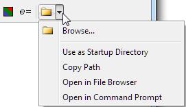 Clicking the arrow on the Working Directory button in the Commands window gives: The File > Working Directory commands are available in Modeling mode as well.