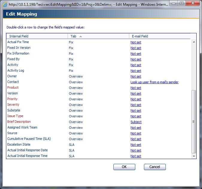 Mapping Message Fields to Issue Fields When an e-mail is sent to a monitored address, Issue Tracker and License Manager generates an issue and copies information from the e-mail to specified issue