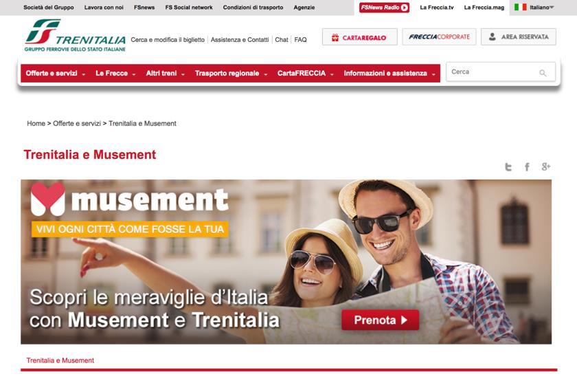 Trenitalia inspires its travellers with Musement via integration of a
