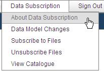 To see the list of available options Place your cursor over the Data Subscription menu item.