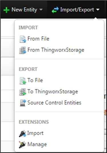 2. Log into ThingWorx Composer as an administrator. 3. Go to Import/Export > Import. 4. Click Choose File and select sshextension.zip 5. Click Import.