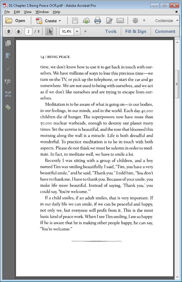 Optical Character Recognition software may be used to recognize the text in the PDF and embed this text into the page. Make sure the texts match.
