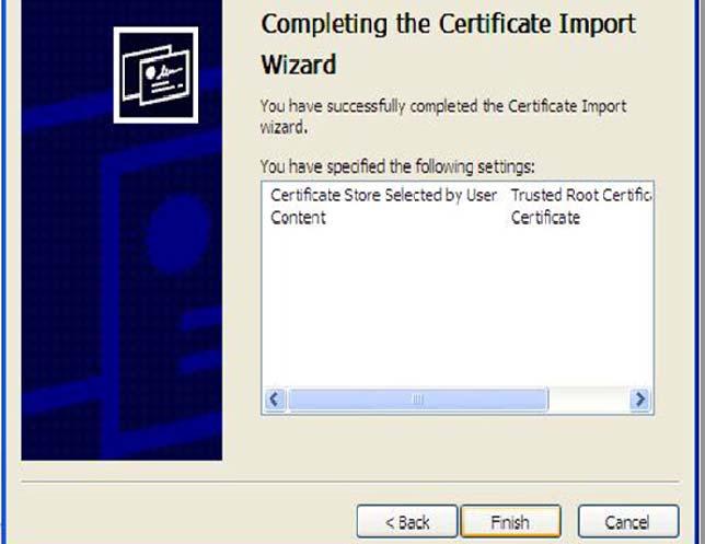 4. After selecting Trusted Root Certification