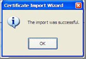 Importing a new private exchange key dialog will appear.