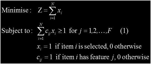 Assume that c ij =1 if item i includes feature j, otherwise c ij =0.