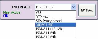 The IP interface will appear in every possible operating mode: Proxy SIP based, SIP without Proxy (DIRECT SIP) and RTP raw (SIP protocol not used).