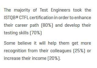 BENEFITS OF CTFL FOR TEST ENGINEERS SURVEY As a Test Engineer, what was your