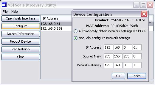 adjust the network settings to use DHCP or manually enter a the IP address information.