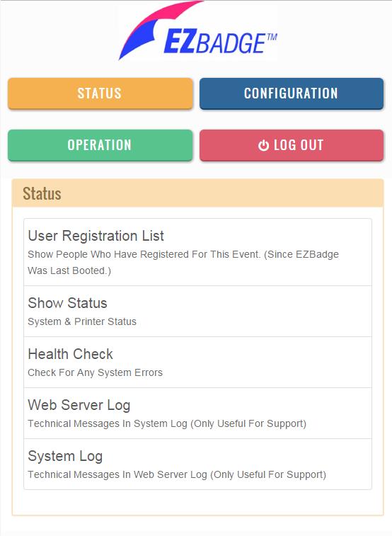 6.2 Status Information about the state of the EZBadge