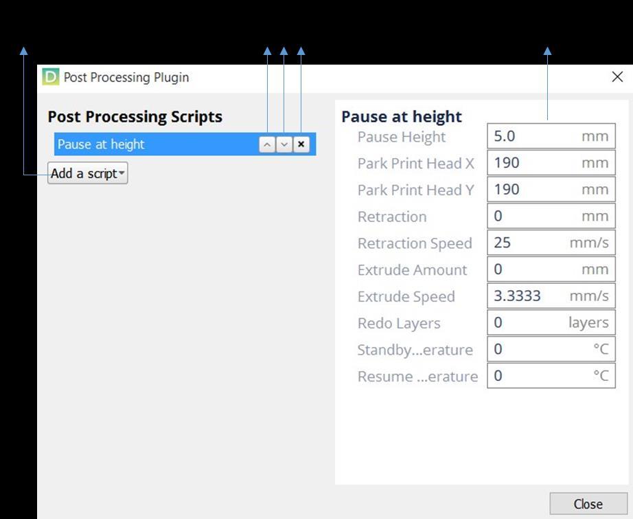 The post processing plugins can be found in the top menu. Select Extensions Post processing Modify g-code.
