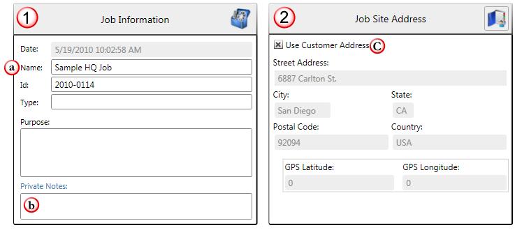 Job Data Selecting the Job Data thumbnail will make it the active element, outline it in blue, and place it in the View Port for you to edit. 1. Job Information a.