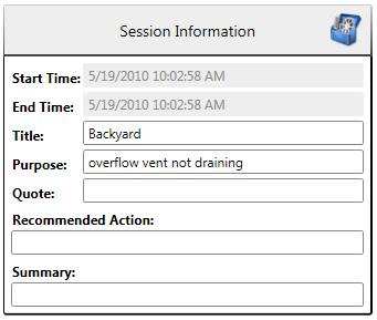 Session Data Selecting the Session Data thumbnail will make it the active element, outline it in blue, and place it