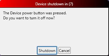 Power Key When you are done using the LT1000 you can turn it off by pressing the Power key on the device. As a safety measure, the device does not shutdown right away.