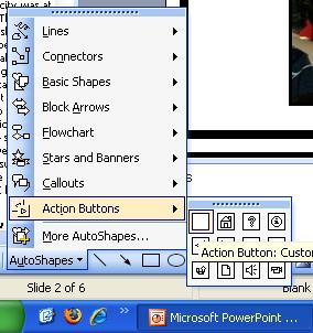 To add a Navigation button to the Slide Master 1. Go to one of your detail slides. 2. Go to View>Toolbars and if it isn t already checked, select Drawing Toolbar. 3.