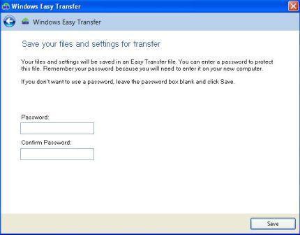 the removable media to save the Easy Transfer file, and then click Save