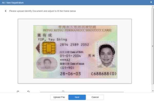 1.4.3 Upload Identity Document Identity Document Minimum size File size Format HKID 715 *