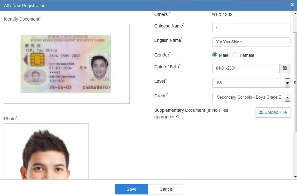 2Mb JPG, PNG or PDF 1.4.4 Fill in Student Personal Information and Upload Student Photo.