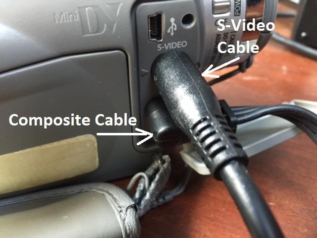 FIGURE 12 Image showing S-Video and Composite cables inserted into connections You can use just the Composite cable, but I found that the S-Video cable has a slightly higher quality resolution so I