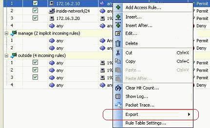 Export the Access List Information You can export the access list information to another file.