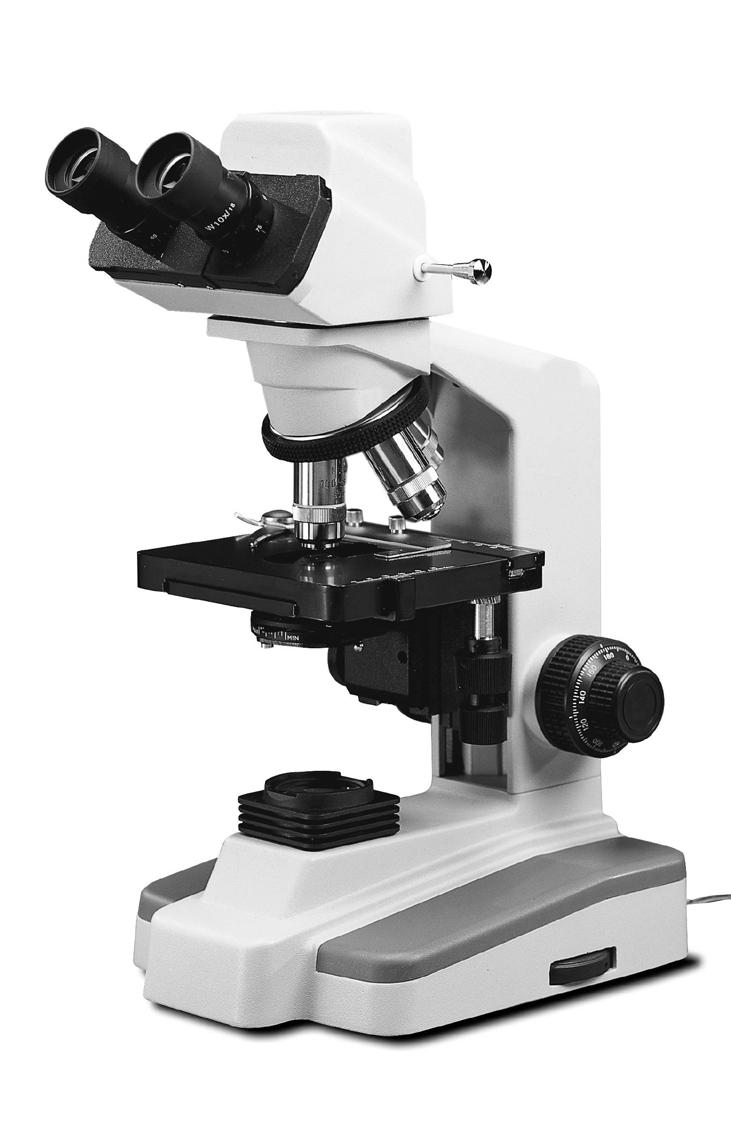 Eyepiece LED indicator light Interpupillary scale Viewing head of microscope Revolving nosepiece Objective lenses Specimen holder (mechanical