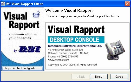 3. In the RSI Visual Rapport Client wizard window that next appears, click Next. 4.