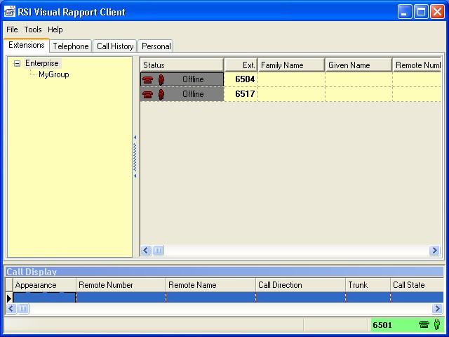 In the RSI Visual Rapport client window that appears, confirm the bottom right corner shows the logged-in extension with